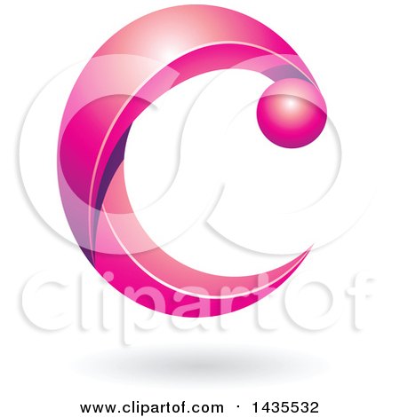 Clipart of a Pink Letter C, with a Shadow - Royalty Free Vector Illustration by cidepix