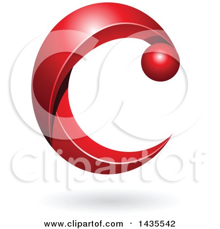 Clipart of a Red Letter C, with a Shadow - Royalty Free Vector Illustration by cidepix
