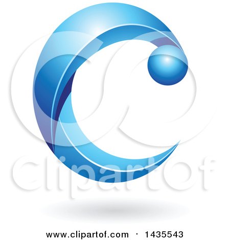 Clipart of a Blue Letter C, with a Shadow - Royalty Free Vector Illustration by cidepix