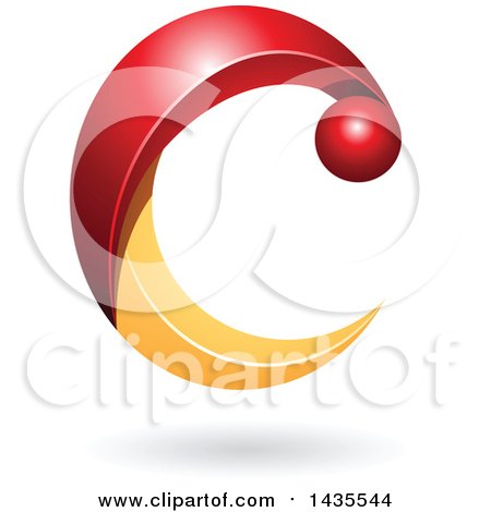 Clipart of a Red and Orange Letter C, with a Shadow - Royalty Free Vector Illustration by cidepix