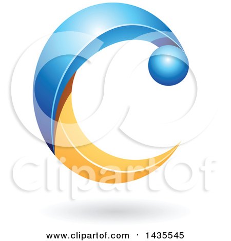 Clipart of a Blue and Orange Letter C, with a Shadow - Royalty Free Vector Illustration by cidepix