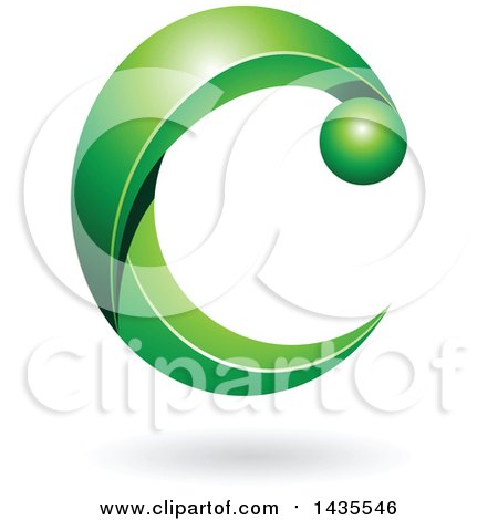 Clipart of a Green Letter C, with a Shadow - Royalty Free Vector Illustration by cidepix