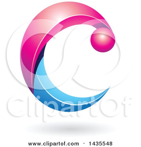 Clipart of a Pink and Blue Letter C, with a Shadow - Royalty Free Vector Illustration by cidepix