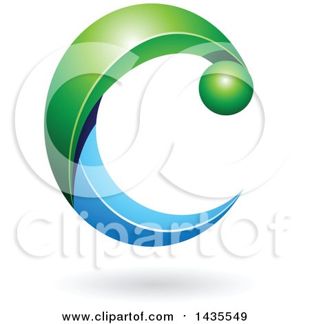 Clipart of a Green and Blue Letter C, with a Shadow - Royalty Free Vector Illustration by cidepix