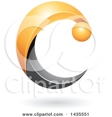 Clipart of a Black and Yellow Letter C, with a Shadow - Royalty Free Vector Illustration by cidepix