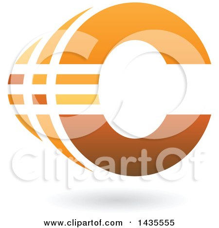 Clipart of a Striped Letter C Design with a Shadow - Royalty Free Vector Illustration by cidepix