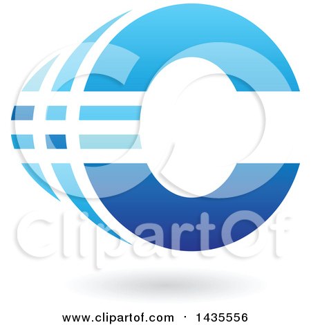 Clipart of a Striped Letter C Design with a Shadow - Royalty Free Vector Illustration by cidepix