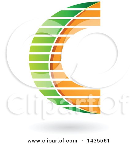 Clipart of a Letter C Design with Stripes and a Shadow - Royalty Free Vector Illustration by cidepix