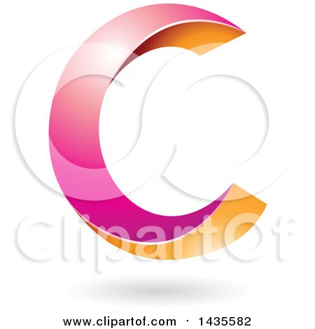 Clipart of a Twisting Letter C Design with a Shadow - Royalty Free Vector Illustration by cidepix