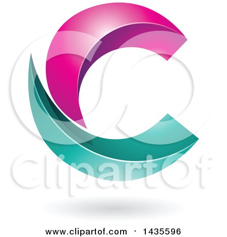 Clipart of a Two Pieced Letter C Design with a Shadow - Royalty Free Vector Illustration by cidepix
