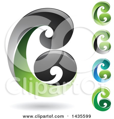 Clipart of Floating Abstract Swirly Capital Letter B Designs with Shadows - Royalty Free Vector Illustration by cidepix