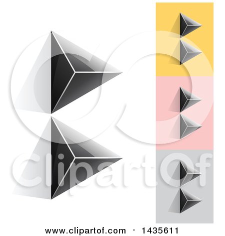 Clipart of Black Abstract 3d Pyramids Forming Letter B Designs - Royalty Free Vector Illustration by cidepix