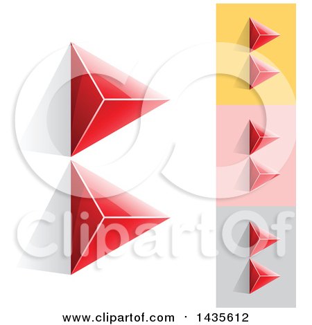 Clipart of Red Abstract 3d Pyramids Forming Letter B Designs - Royalty Free Vector Illustration by cidepix