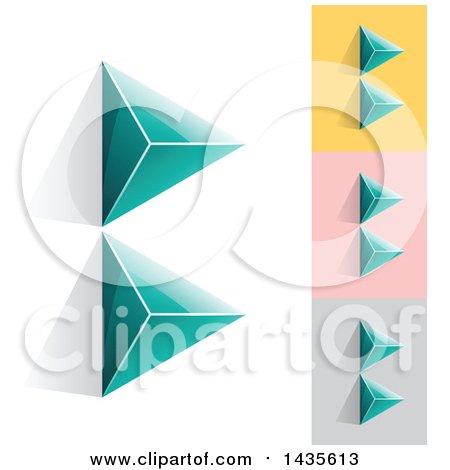 Clipart of Turquoise Abstract 3d Pyramids Forming Letter B Designs - Royalty Free Vector Illustration by cidepix
