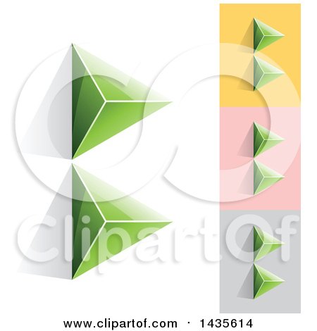 Clipart of Green Abstract 3d Pyramids Forming Letter B Designs - Royalty Free Vector Illustration by cidepix