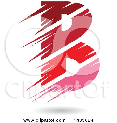 Clipart of a Floating Abstract Capital Letter B with Stripes and a Shadow - Royalty Free Vector Illustration by cidepix