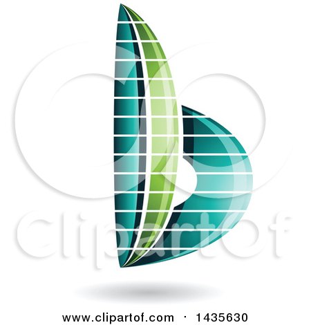Clipart of a Floating Abstract Striped Lowercase Letter B with a Shadow - Royalty Free Vector Illustration by cidepix