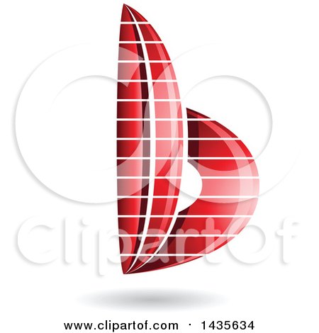 Clipart of a Floating Abstract Striped Lowercase Letter B with a Shadow - Royalty Free Vector Illustration by cidepix