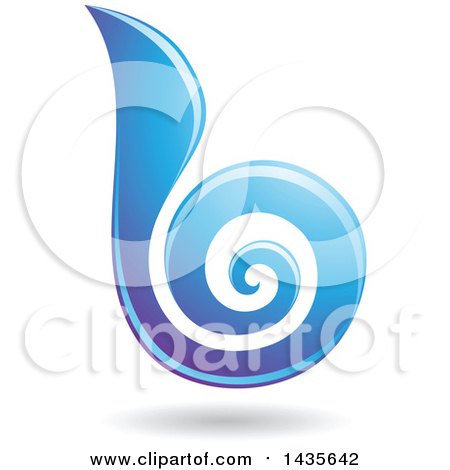 Clipart of a Floating Abstract Swirl Lowercase Letter B with a Shadow - Royalty Free Vector Illustration by cidepix