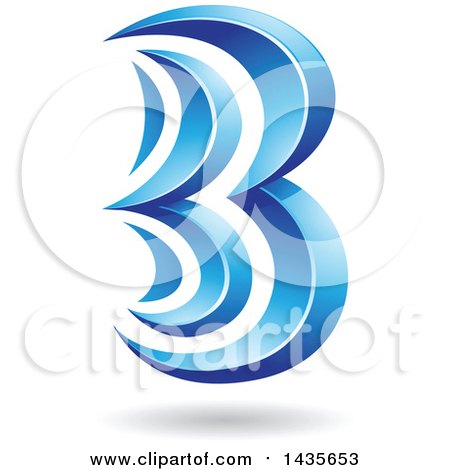 Clipart of a Floating Abstract Capital Letter B with a Shadow - Royalty Free Vector Illustration by cidepix