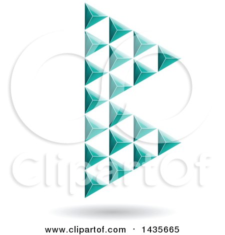 Clipart of a Floating Abstract Capital Letter B Made of Pyramids, with a Shadow - Royalty Free Vector Illustration by cidepix