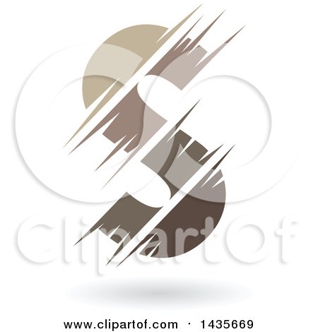 Clipart of a Gradient Letter S Design with Speed or Slash Marks and a Shadow - Royalty Free Vector Illustration by cidepix
