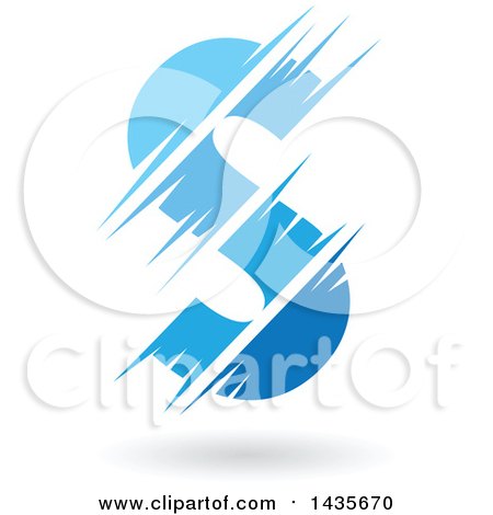 Clipart of a Gradient Blue Letter S Design with Speed or Slash Marks and a Shadow - Royalty Free Vector Illustration by cidepix