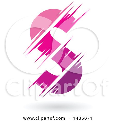 Clipart of a Gradient Pink and Purple Letter S Design with Speed or Slash Marks and a Shadow - Royalty Free Vector Illustration by cidepix