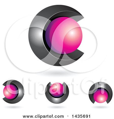 Clipart of 3d Abstract Sphere Letter C Designs with Shadows - Royalty Free Vector Illustration by cidepix