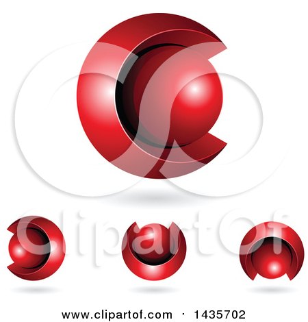 Clipart of 3d Abstract Sphere Letter C Designs with Shadows - Royalty Free Vector Illustration by cidepix
