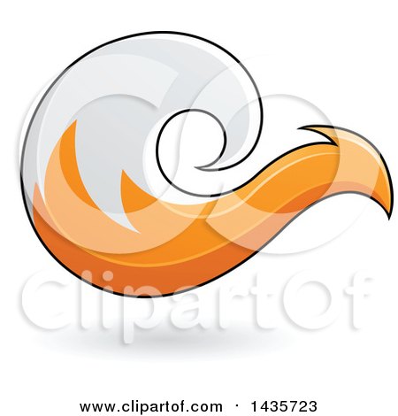 Clipart of a Floating Abstract Fox with a Black Outline and Shadow - Royalty Free Vector Illustration by cidepix