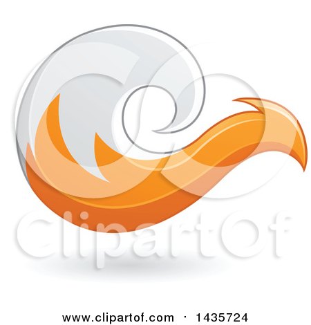 Clipart of a Floating Abstract Fox with a Shadow - Royalty Free Vector Illustration by cidepix