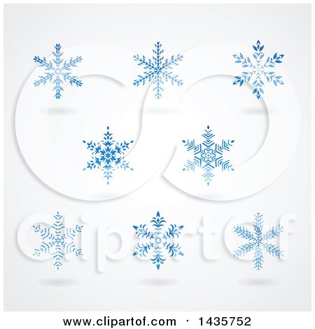 Clipart of Blue Snowflakes and Shadows - Royalty Free Vector Illustration by cidepix