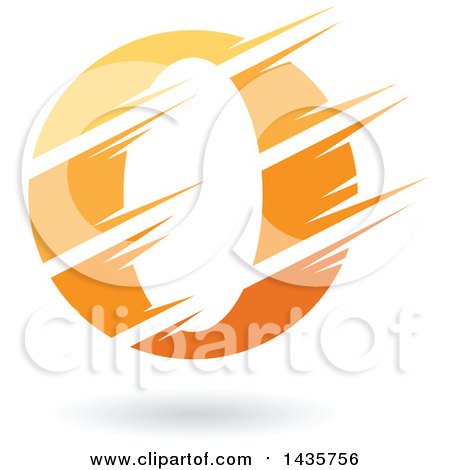 Clipart of a Gradient Yellow and Orange Letter O or Number Zero Design with Speed or Slash Marks and a Shadow - Royalty Free Vector Illustration by cidepix