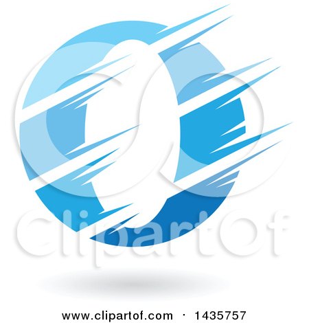Clipart of a Gradient Blue Letter O or Number Zero Design with Speed or Slash Marks and a Shadow - Royalty Free Vector Illustration by cidepix