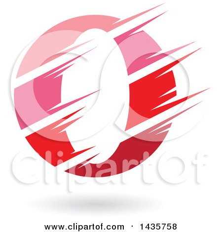Clipart of a Gradient Pink and Red Letter O or Number Zero Design with Speed or Slash Marks and a Shadow - Royalty Free Vector Illustration by cidepix
