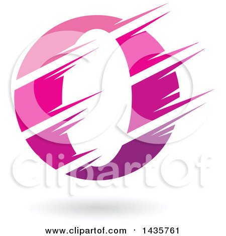 Clipart of a Gradient Pink and Purple Letter O or Number Zero Design with Speed or Slash Marks and a Shadow - Royalty Free Vector Illustration by cidepix