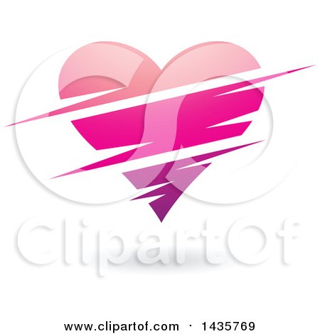 Clipart of a Floating Pink Heart with Slits - Royalty Free Vector Illustration by cidepix