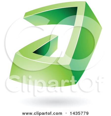 Clipart of a 3d Abstract Green Letter a with a Shadow - Royalty Free Vector Illustration by cidepix