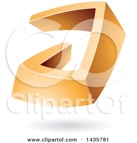 Clipart of a 3d Abstract Orange Letter a with a Shadow - Royalty Free Vector Illustration by cidepix