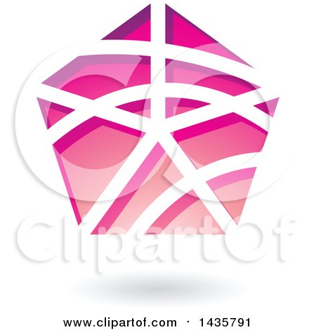 Clipart of a Floating Pentagon with Stripes and a Shadow - Royalty Free Vector Illustration by cidepix