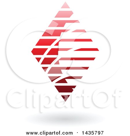 Clipart of a Floating Abstract Diamond Design with Stripes and a Shadow - Royalty Free Vector Illustration by cidepix