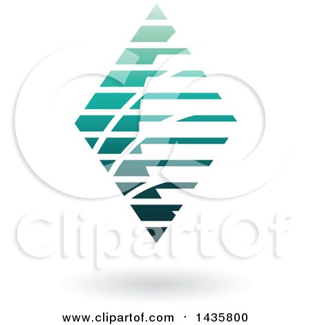 Clipart of a Floating Abstract Diamond Design with Stripes and a Shadow - Royalty Free Vector Illustration by cidepix