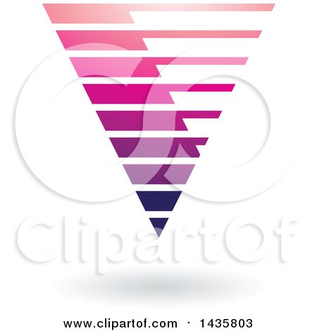 Clipart of a Floating Abstract Capital Letter V with Horizontal Slices and a Shadow - Royalty Free Vector Illustration by cidepix