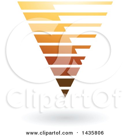Clipart of a Floating Abstract Capital Letter V with Horizontal Slices and a Shadow - Royalty Free Vector Illustration by cidepix