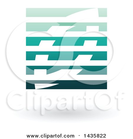 Clipart of a Floating Abstract Square and Leaf with Horizontal Lines and a Shadow - Royalty Free Vector Illustration by cidepix