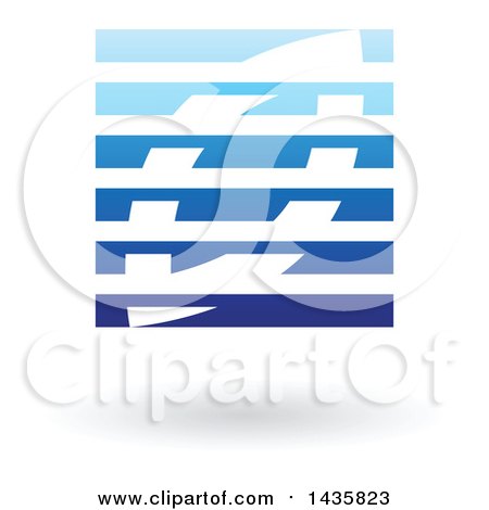Clipart of a Floating Abstract Square and Leaf with Horizontal Lines and a Shadow - Royalty Free Vector Illustration by cidepix