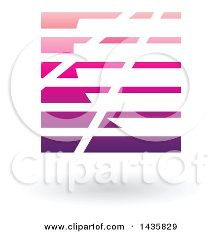 Clipart of a Floating Abstract Square with Horizontal Lines and a Shadow - Royalty Free Vector Illustration by cidepix