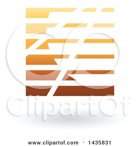 Clipart of a Floating Abstract Square with Horizontal Lines and a Shadow - Royalty Free Vector Illustration by cidepix