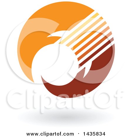 Clipart of a Floating Abstract Crescent Design with a Shadow - Royalty Free Vector Illustration by cidepix